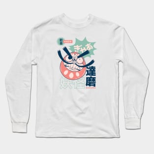 Retro Japanese Daruma Yokai Illustration | Japanese Folklore Creatures Long Sleeve T-Shirt